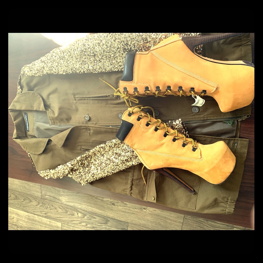 Faubourg Du Temple Sequin Sleeve Twill Jacket